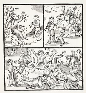 The Fryar and the Boy, illustration fra Chap-books of the Eighteenth Century af John Ashton, pub. 1882 af English School