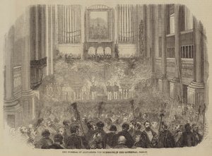 Alexander von Humboldts begravelse i katedralen, Berlin (gravering) af English School