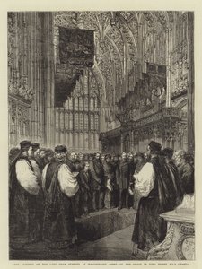 Begravelsen af den afdøde dekan Stanley i Westminster Abbey, ved graven i kong Henry VII