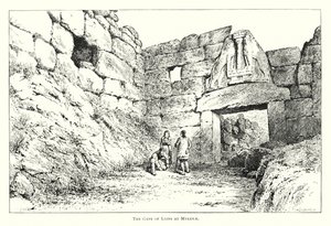 Løvernes port ved Mykenae (gravering) af English School