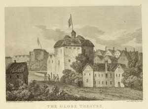 Globe Theatre on the Bankside, som det så ud under James I