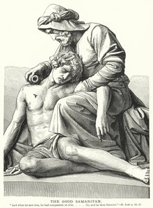 Den barmhjertige samaritaner (gravering) af English School