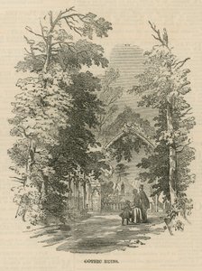 De gotiske ruiner i Vauxhall Gardens af English School