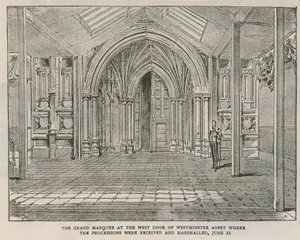 The Grand Marquee ved West Door af Westminster Abbey af English School