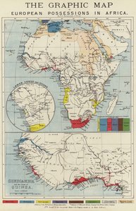 Det grafiske kort over europæiske besiddelser i Afrika