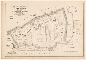Plan des Großen Feuers in Southwark