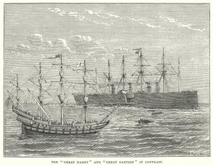Der "Great Harry" und "Great Eastern" im Kontrast (Gravur)