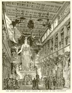 Den store elfenbens- og guldstatue af Athena i Parthenon af English School