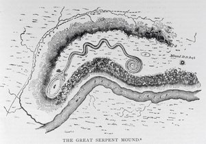 The Great Serpent Mound, nær Locust Grove, Ohio, 2. århundrede f.Kr., fra 