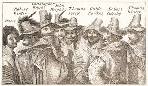 Krudtplotsammensvorne, efter en gravering fra 1606 af English School