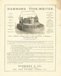 Hammond Type-Writer fra Wetherby & Co, High Holborn, London af English School