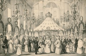 Hanover Square Rooms, da dronning Victoria tog den private udsigt over den smarte messe til hjælp for udlændinge i nød, afholdt den 19. juni 1833 af English School