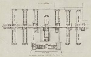 The Herbert Hospital, Woolwich, Plan over stueetagen (gravering) af English School