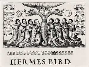 Hermes-fuglen, fra Theatrum Chemicum, 1652 af English School