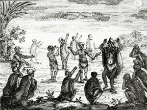 Hottentotterne tilbeder månen, illustration fra 