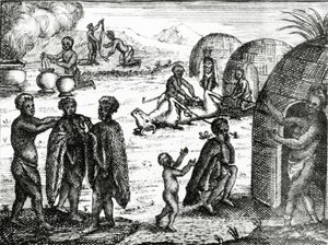 Hottentoterne forguder et bestemt insekt, illustration fra 