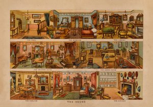 Huset (farvelitografi) af English School