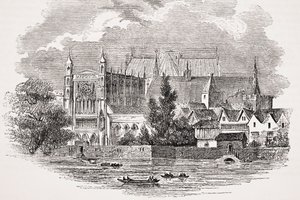 Parlamentets huse set fra floden på John Hampdens tid, fra "Old England