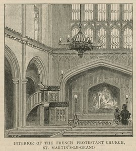 Huguenotterne i England: Interiør af den franske protestantiske kirke, St. Martins-le-Grand af English School