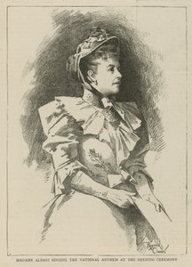 The Imperial Institute: Madame Albani synger nationalsangen ved åbningsceremonien af English School