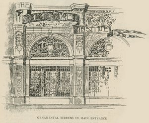 The Imperial Institute: Ornamentale skærme i hovedindgangen af English School