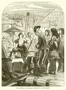 Den kejserlige arbejder, der modtager en deputation af English School