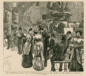 Den internationale basar afholdt i Knightsbridge til fordel for samfundet af venner af udlændinge i nød af English School