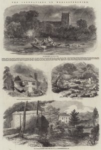 Oversvømmelserne i Worcestershire (gravering) af English School