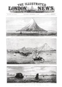 Øen Krakatoa, forside af The Illustrated London News, 8. september 1883 af English School