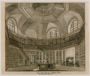 The Kings Library, Octagon Room, Buckingham Palace (wc på papir) af English School