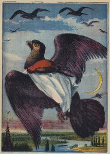 Dragen og hanekyllingen (farvelitografi) af English School