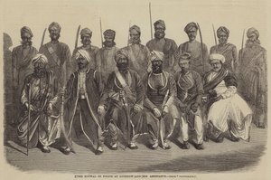 Politiets Kotwal i Lucknow og hans assistenter (gravering) af English School