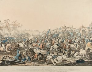 Den sidste anklage fra det 6. regment (sic) af Bengal og det 6. regiment af Madras lette kavaleri den 16. december 1817 (farve litho) af English School