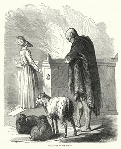 Den spedalske ved alteret (gravering) af English School