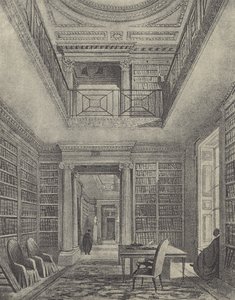 Biblioteket, 1844 (gravure) af English School