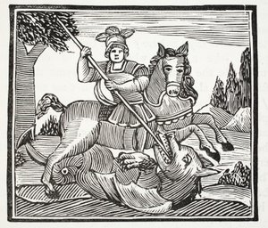 The Life and Death of St George, the Noble Champion of England, illustration fra Chap-books of the Eighteenth Century af John Ashton, pub. 1882 af English School