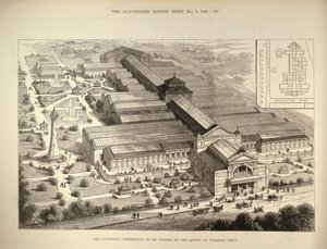 Liverpool-udstillingen, der åbnes af dronningen, fra The Illustrated London News, 5. august 1886 af English School