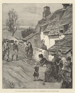 Llanerch Colliery-eksplosionen i Abersychan, Monmouthshire, der bringer de døde hjem (gravering) af English School