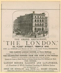 The London, restaurant, 191 Fleet Street, Temple Bar af English School