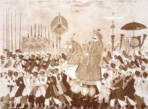 Mahratta-høvdingen Tulsaji af Tanjore (farve litho) af English School