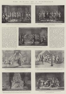 Fremstillingen af en frimurer (litho) af English School