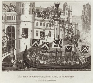 Die Männer von Gent greifen den Grafen von Flandern in Dendermonde an