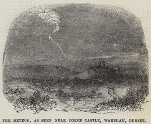 Meteoren, som set nær Corfe Castle, Wareham, Dorset (gravering) af English School