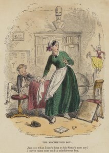 The Mischievous Boy (farvet indgravering) af English School