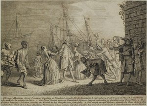 Den mest berømte Signor Senesinos lander i England, ca. 1726 af English School