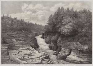 De naturlige trin ved floden Montmorency, nær Quebec (gravering) af English School