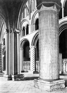 The Nave of Durham Cathedral, 1800-tallet af English School