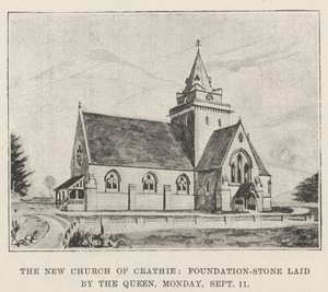 Die neue Kirche von Crathie, Grundsteinlegung durch die Königin, Montag