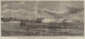 The New Fort nær Sandy Hook, ved indgangen til New York-bugten (gravering) af English School