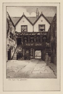 The New Inn, Gloucester (litografi) af English School